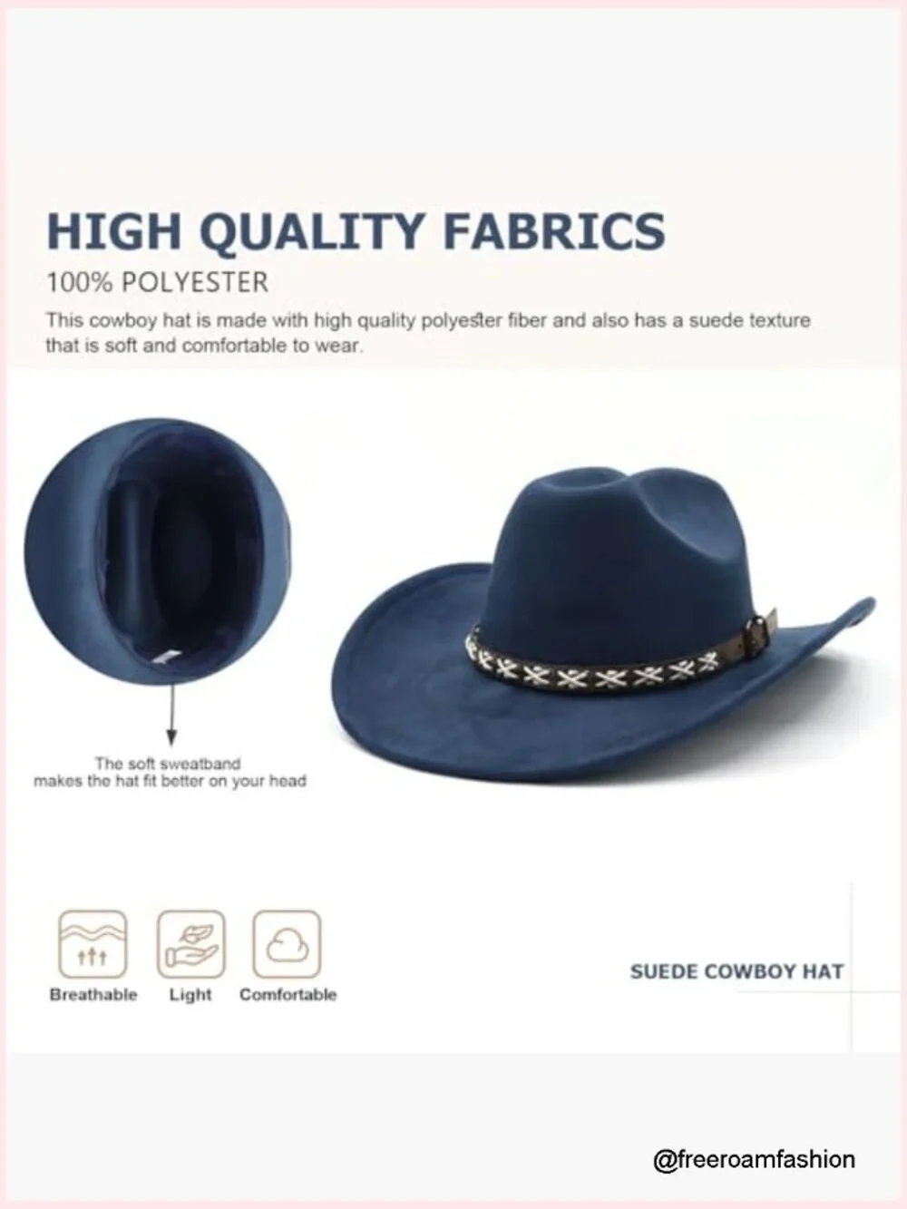 Classic Wide Brim Cowboy Hat with Belted Buckle Adjustable Unisex Sun Hat
